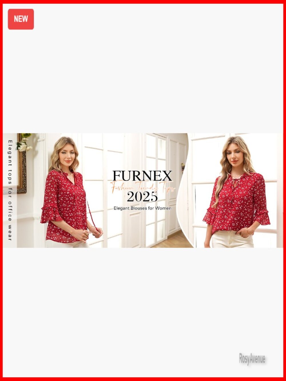 Womens Tops Dressy Casual Ruffle 3/4 Sleeve V Neck Elegant Floral Chiffon Blouse - Picture 7 of 7